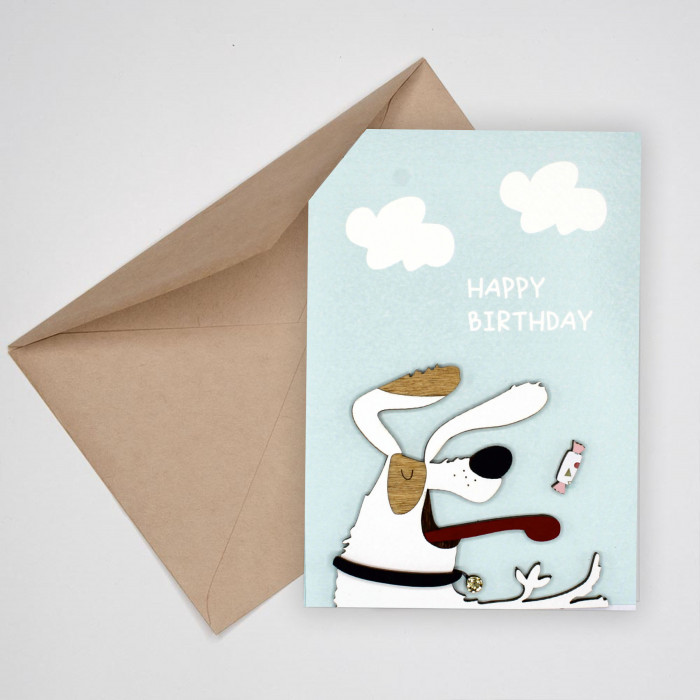 Открытка Happy Birthday (собака)