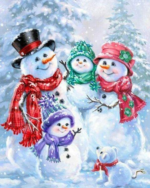 Алмазная мозаика 40x50 Снеговики (ZM-1392)
