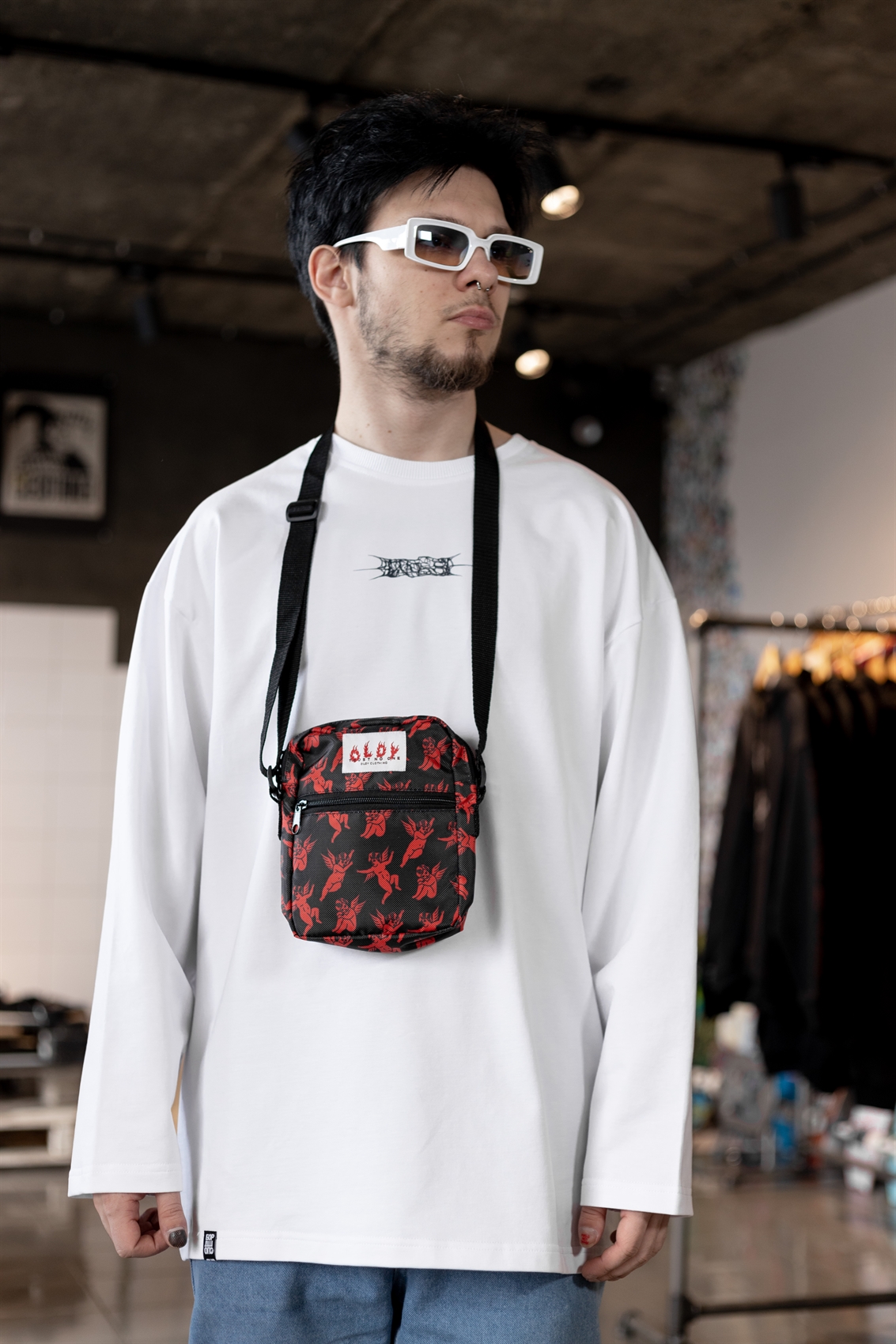 Сумка-мессенджер Oldy (черный, ангелы)