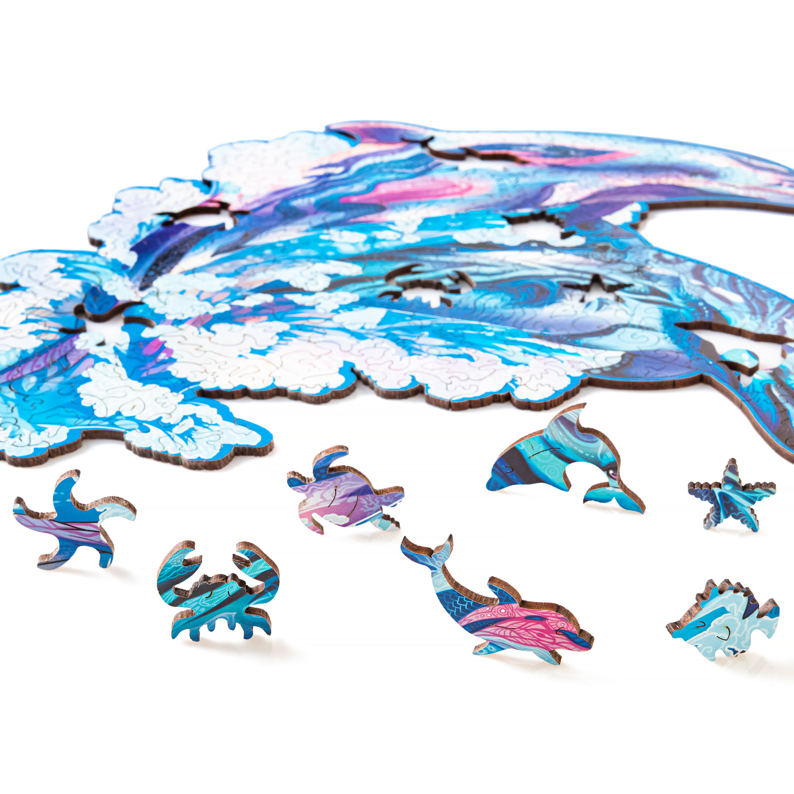 Деревянный пазл Дельфины S