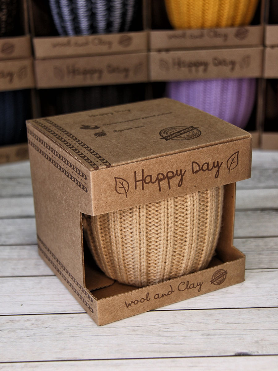 Вязаная кружка с ручкой Капучино