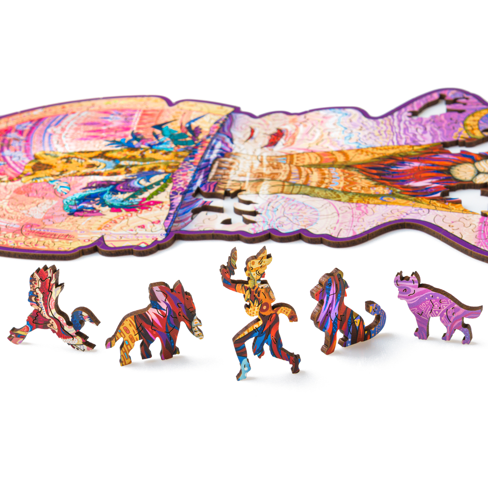 Деревянный пазл Лев 19х37 см, 176  деталей