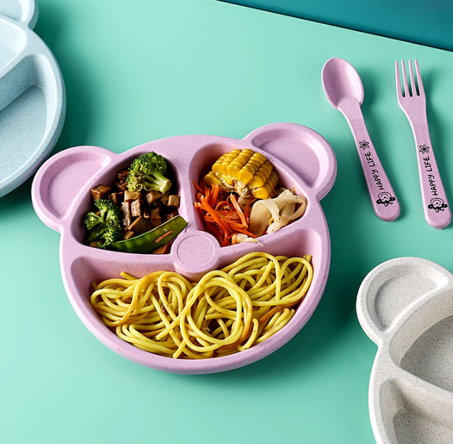Тарелка Bear, pink (ложка+вилка)