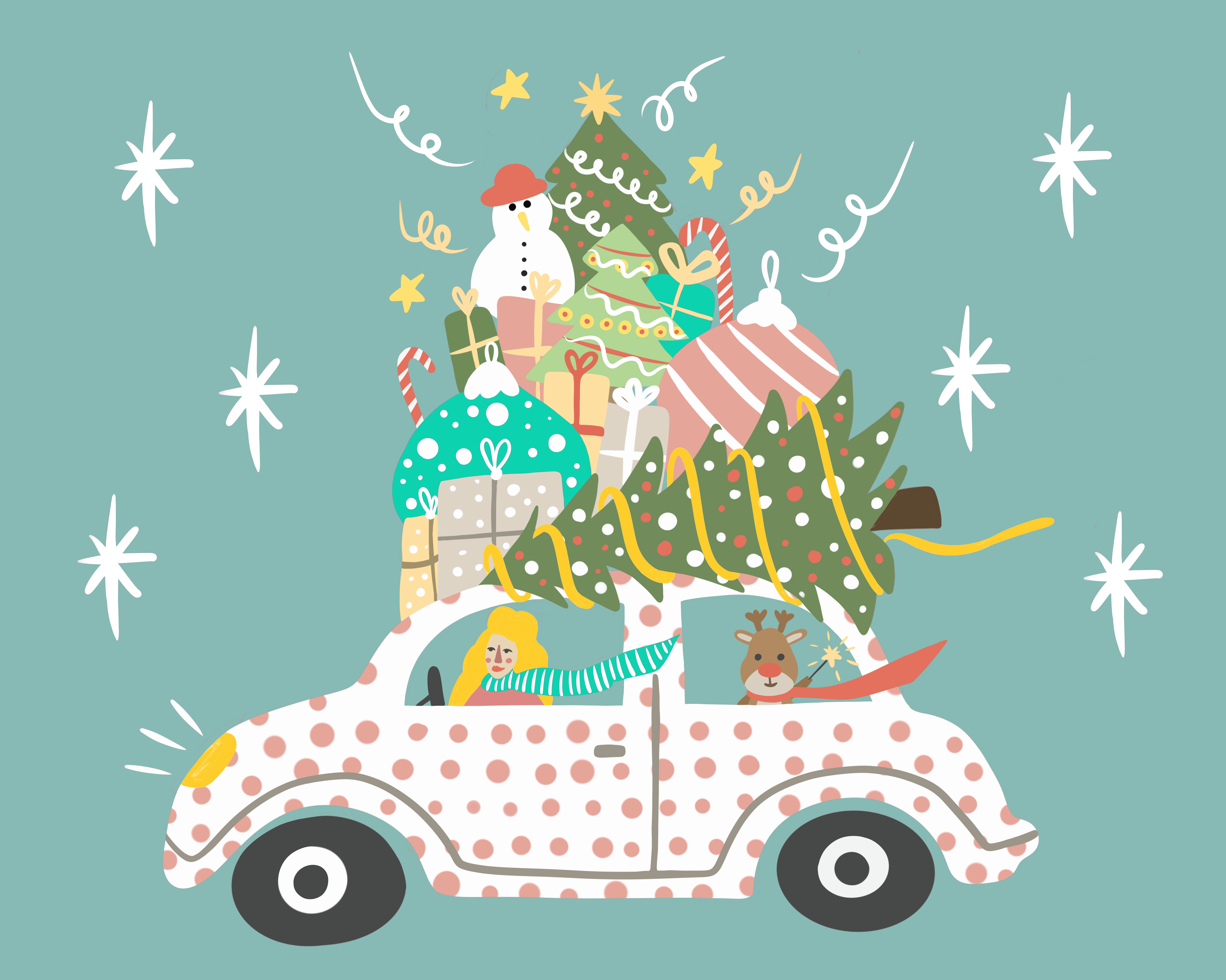 Картина по номерам Christmas Car 40x50