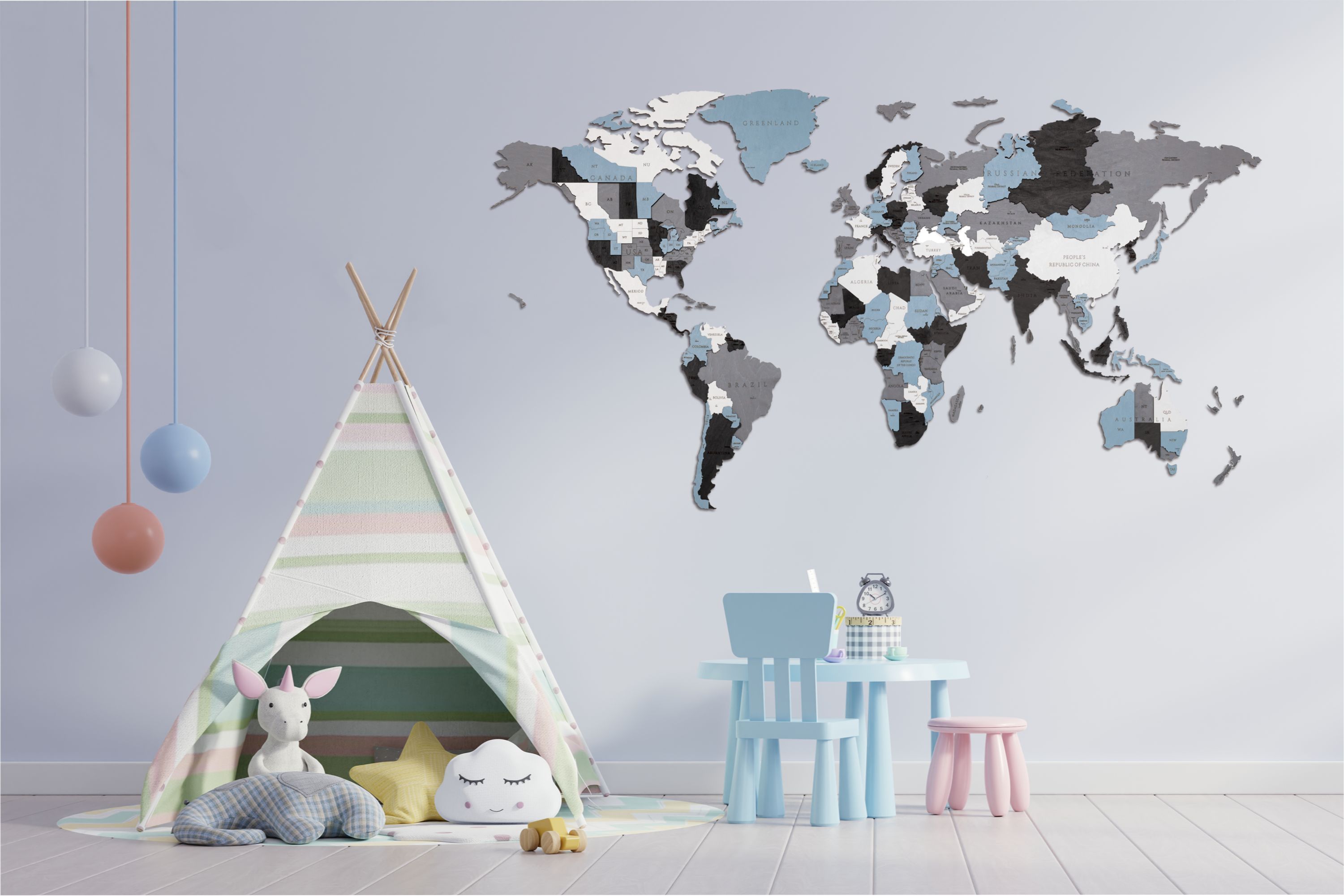 Образец Деревянная Карта Мира настенная EWA (дымчатый) S 