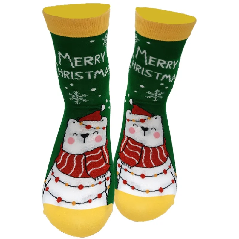 Носки Мишка в теплом шарфе (зеленый/желтый), 35-38 (06843)