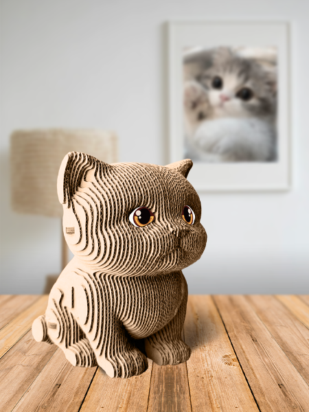 Картонный 3D конструктор Qbrix - Милый котик