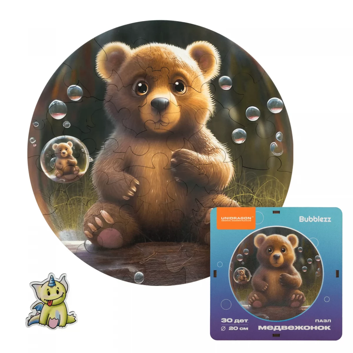 Деревянный пазл Bubblezz Медвежонок, 30 дет.