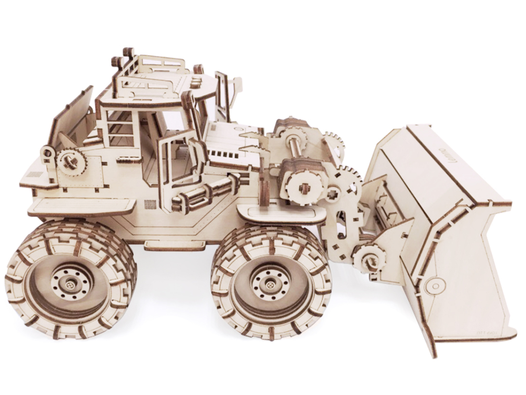 Конструктор 3D деревянный подвижный Lemmo Трактор Бульдог