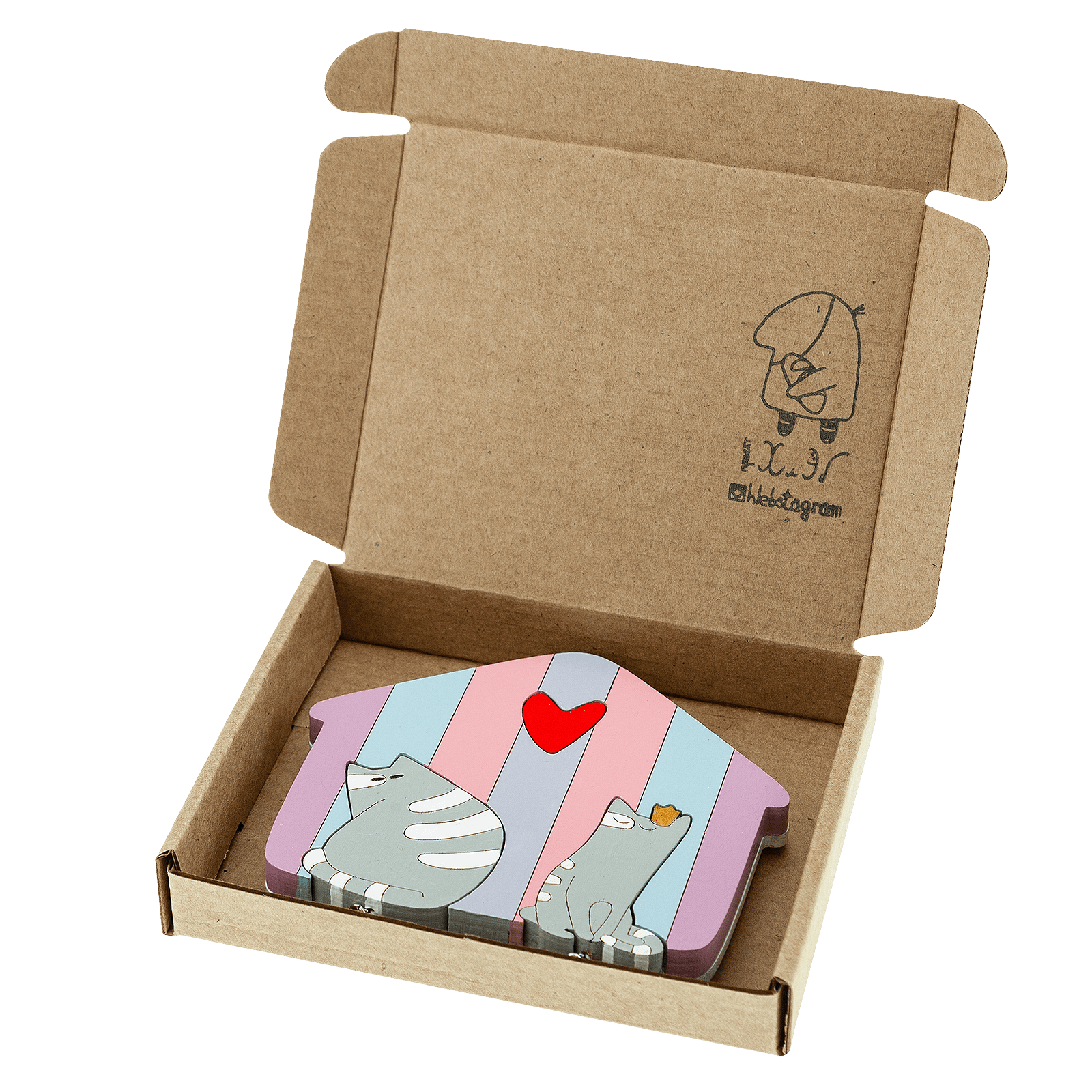 Ключница двойная Полосатые коты