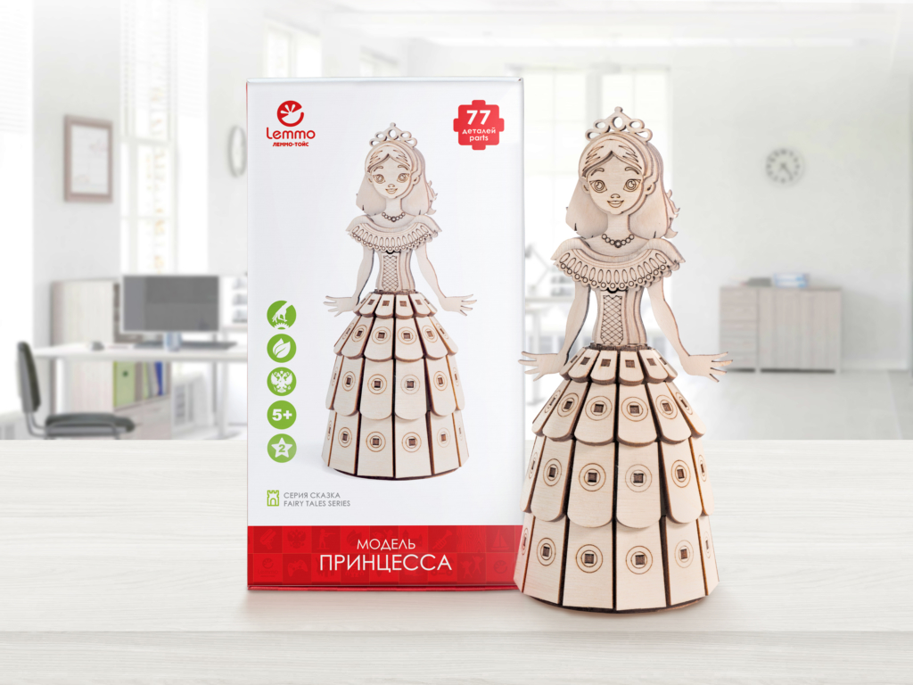 Конструктор 3D деревянный подвижный Lemmo Принцесса