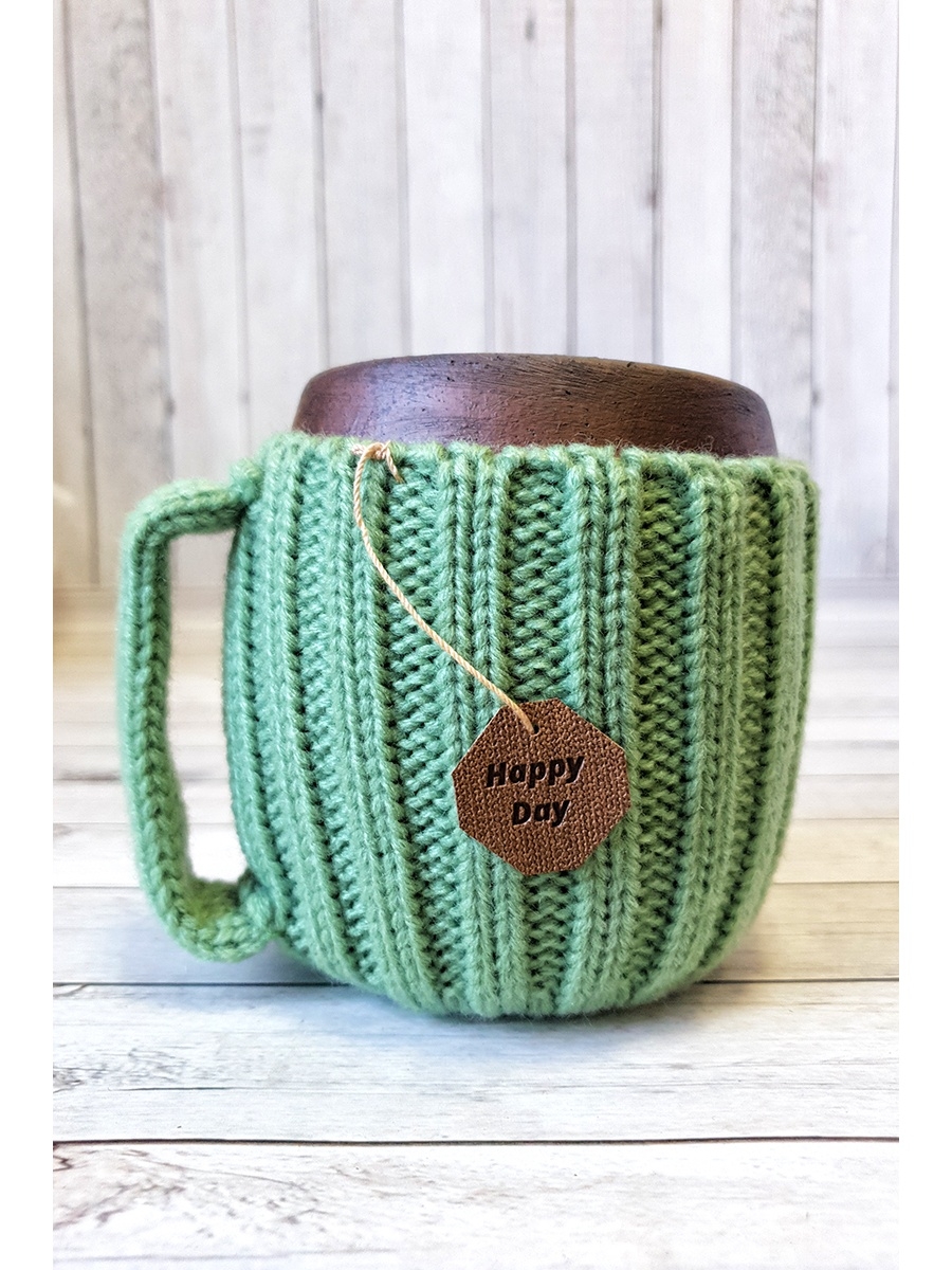 Вязаная кружка Зелёное яблоко