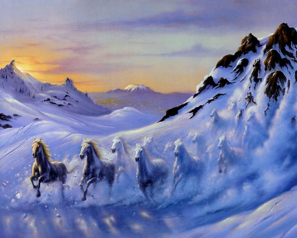 Картина по номерам 40х50 Снежный табун (VA-1725)