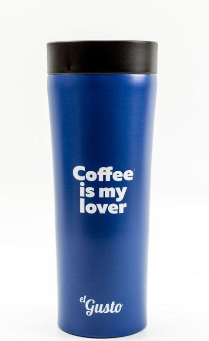 Термокружка Simple. Coffee is my lover, blue