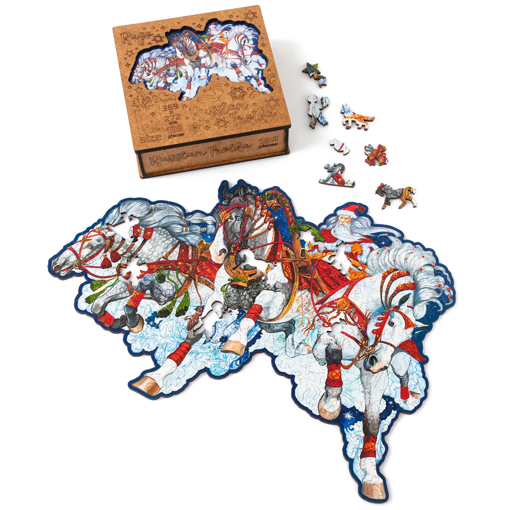 Деревянный пазл Тройка 37х27 см, 199 деталей