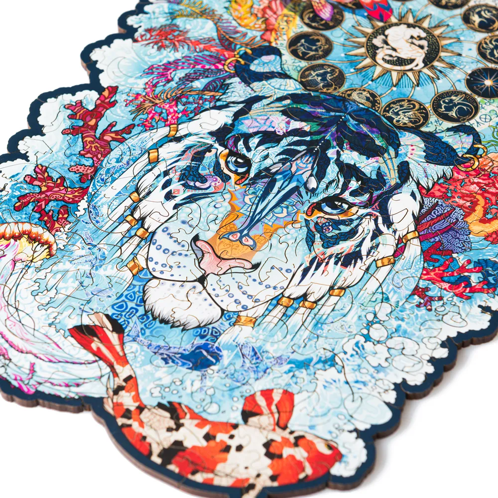 Деревянный пазл Водяной Тигр S 18х23 см, 109 деталей WTigerS