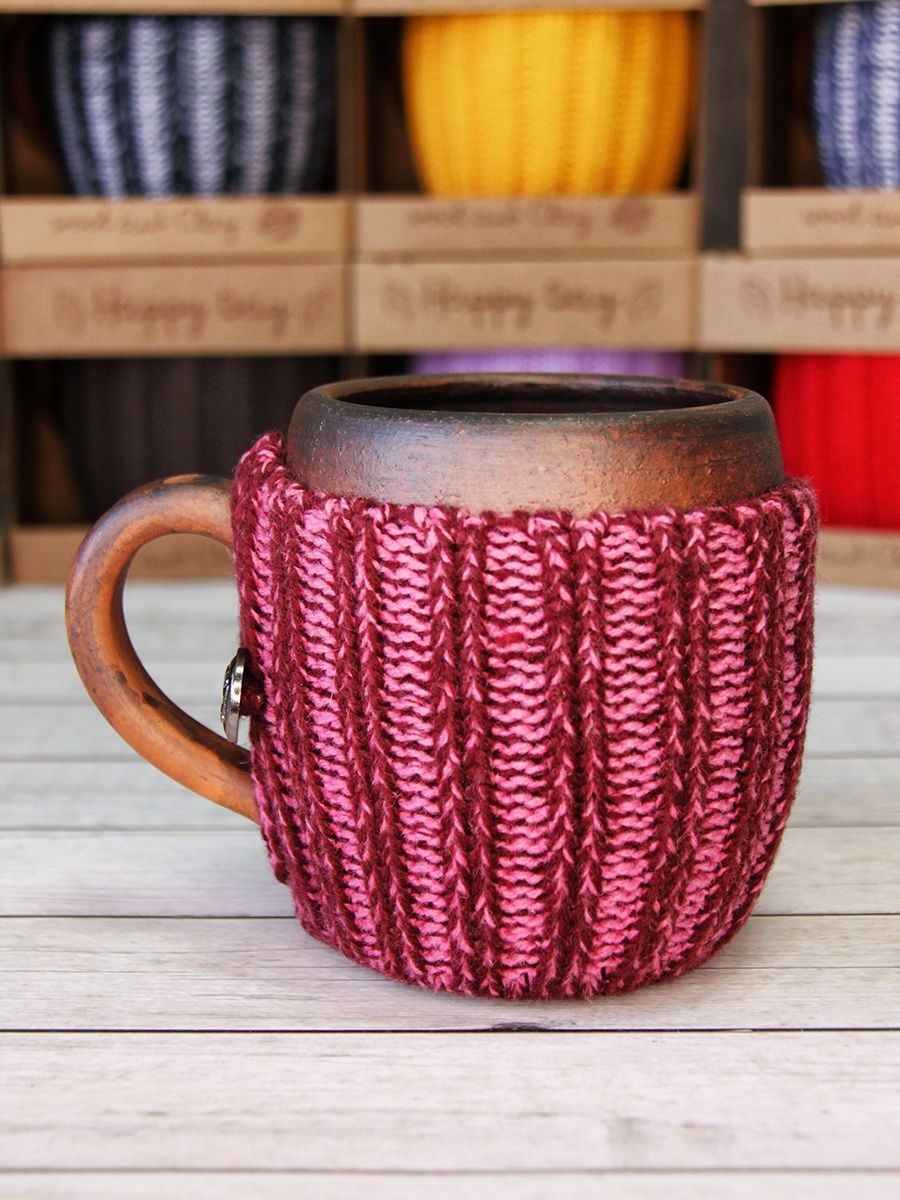 Вязаная кружка с ручкой Смузи