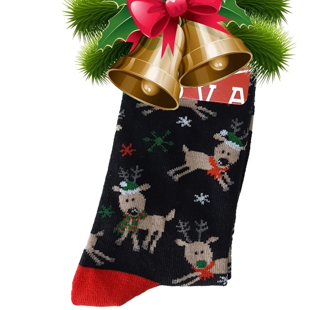 Носки Рудольф в шапке эльфа (черный), 36-40 (48393)