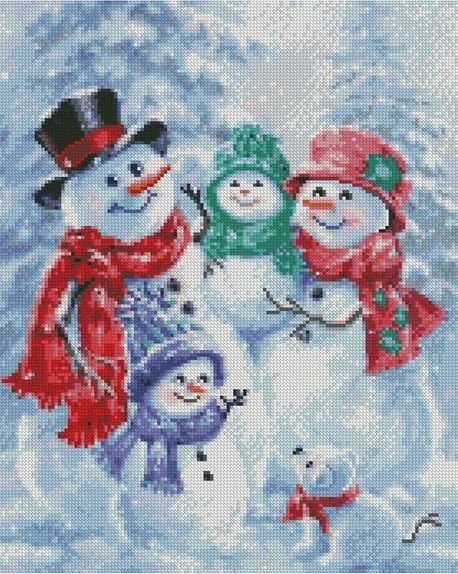 Алмазная мозаика 40x50 Снеговики (ZM-1392)