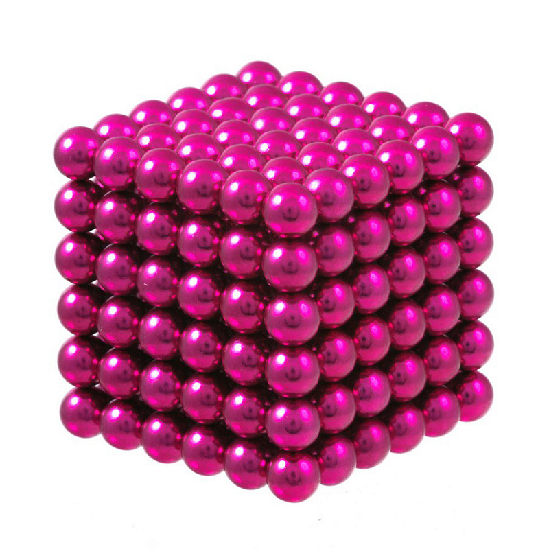 Куб из магнитных шариков 5 мм, розовый, 216 элементов