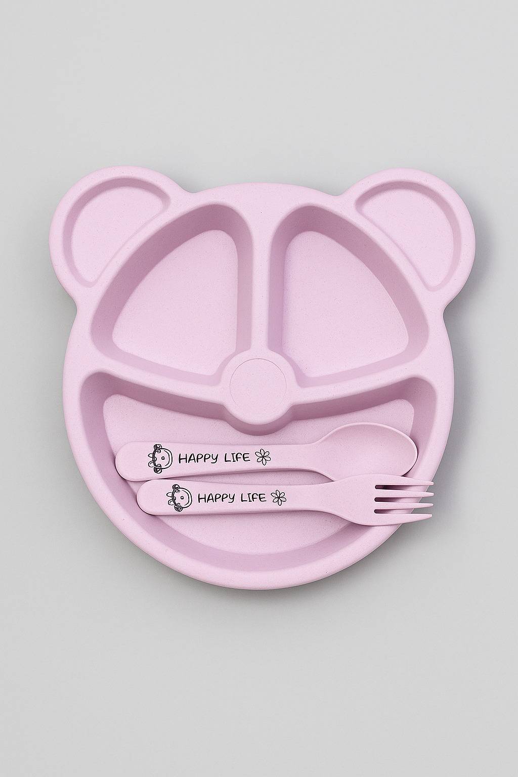 Тарелка Bear, pink (ложка+вилка)