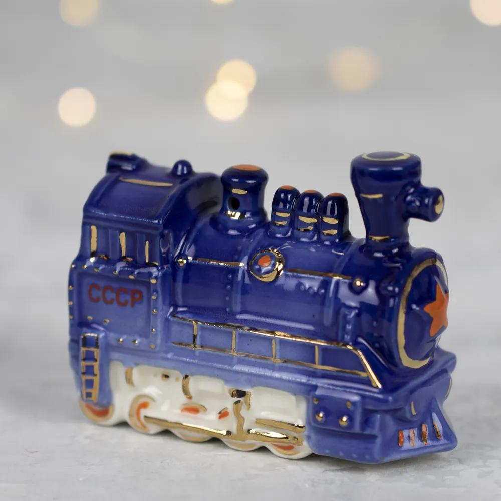 Елочная игрушка Паровоз (синий)