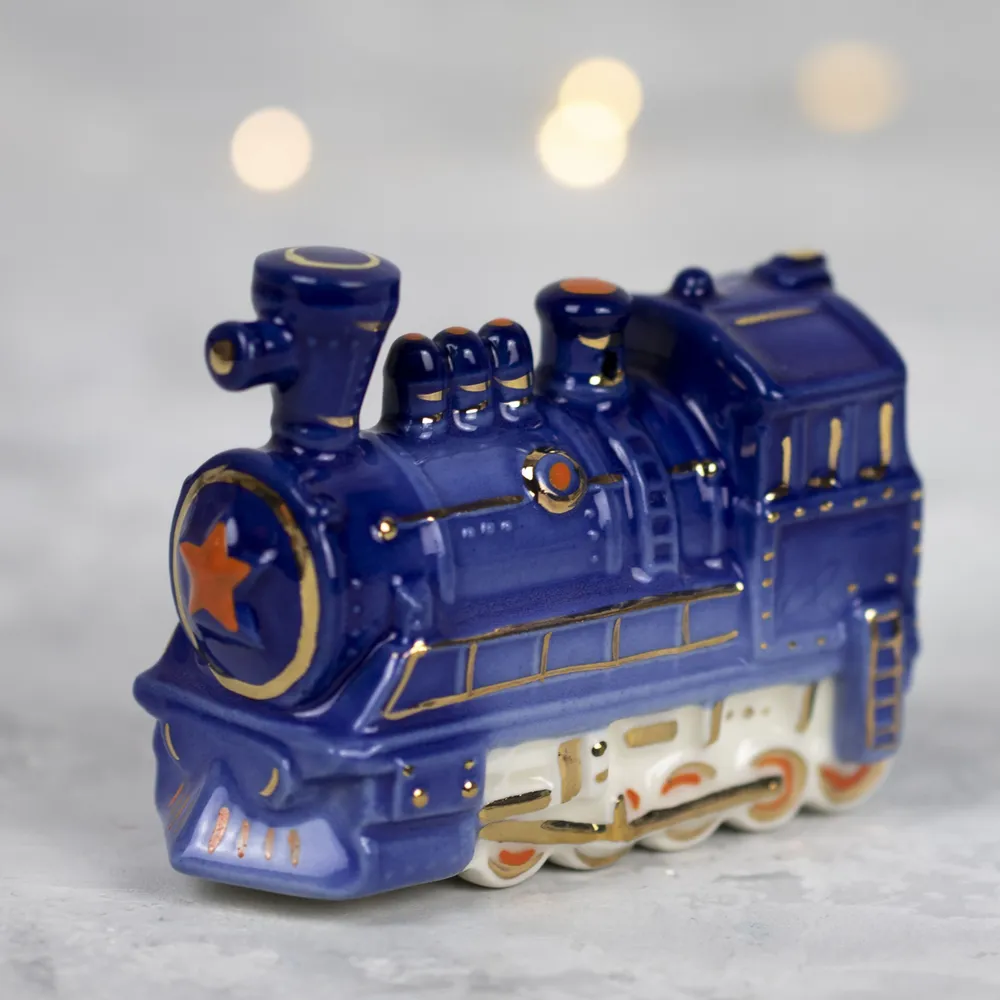Елочная игрушка Паровоз (синий)