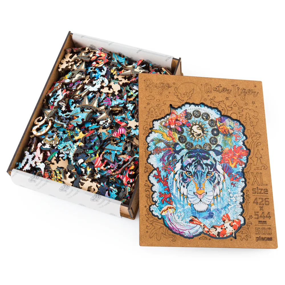 Деревянный пазл Водяной Тигр XL 43х54 см, 500 деталей