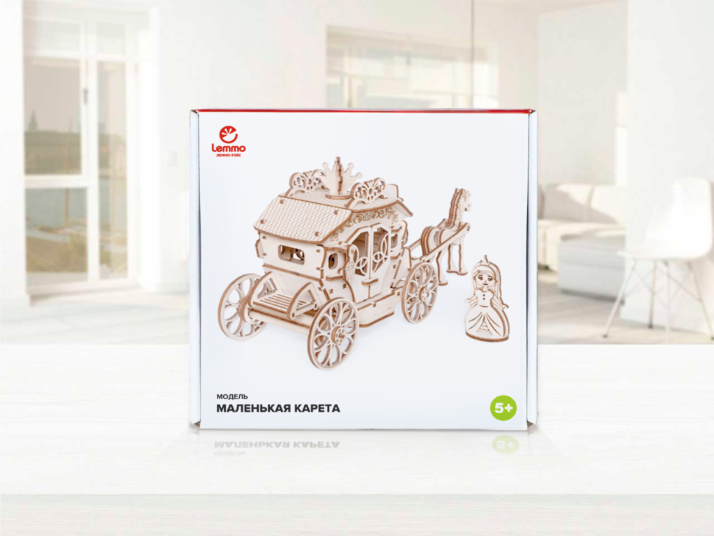 Конструктор 3D деревянный подвижный Lemmo Карета