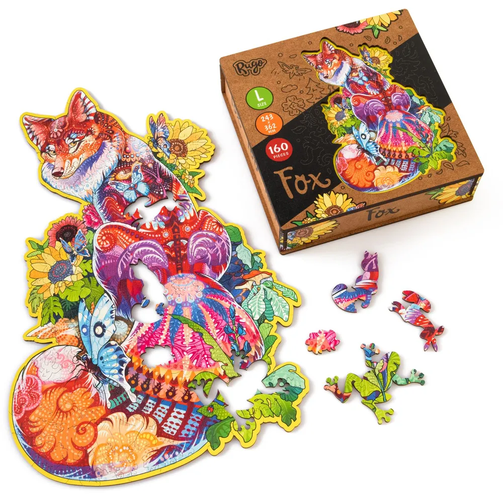 Деревянный пазл Лиса 24х36 см, 160 деталей FoxL