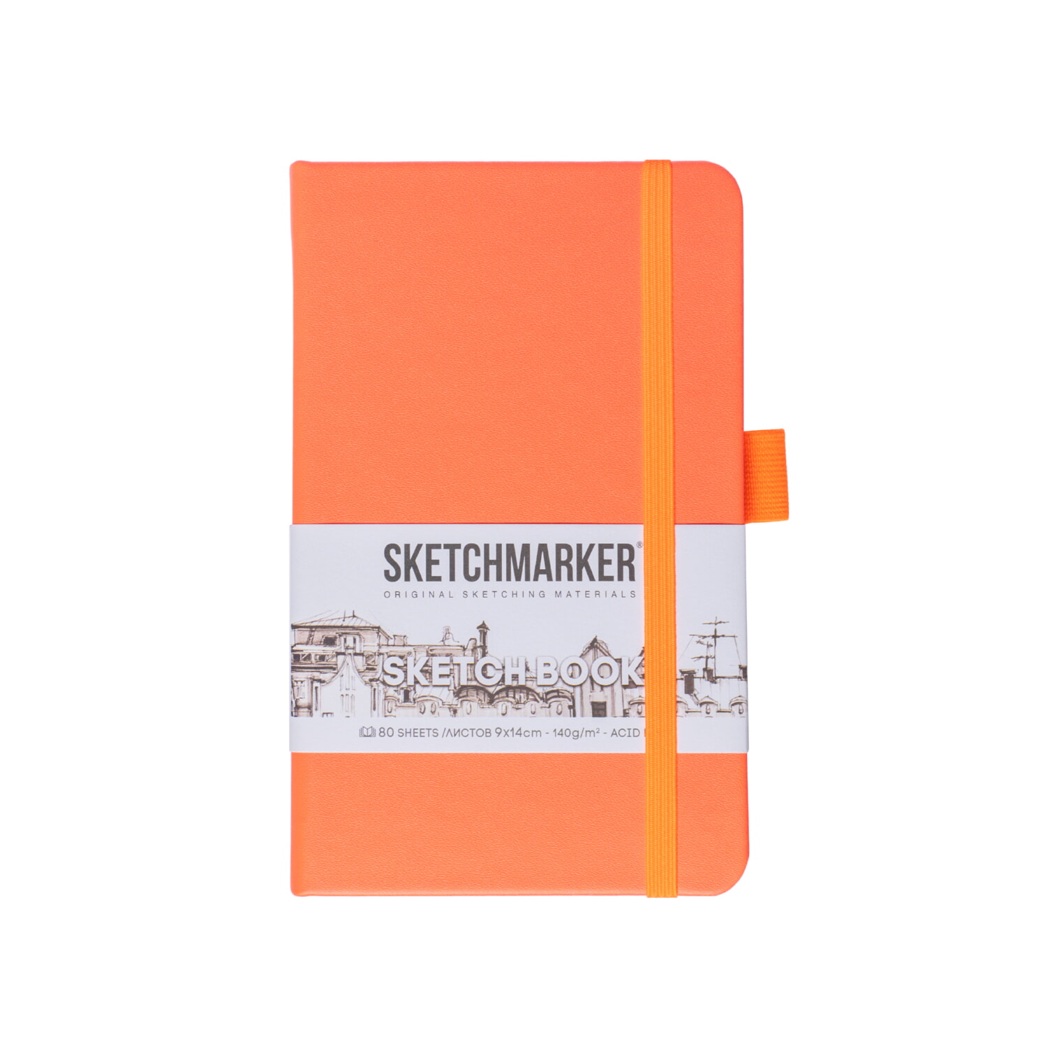 Блокнот для зарисовок Sketchmarker 140г/кв.м 9*14см 80л (Неоновый коралл)