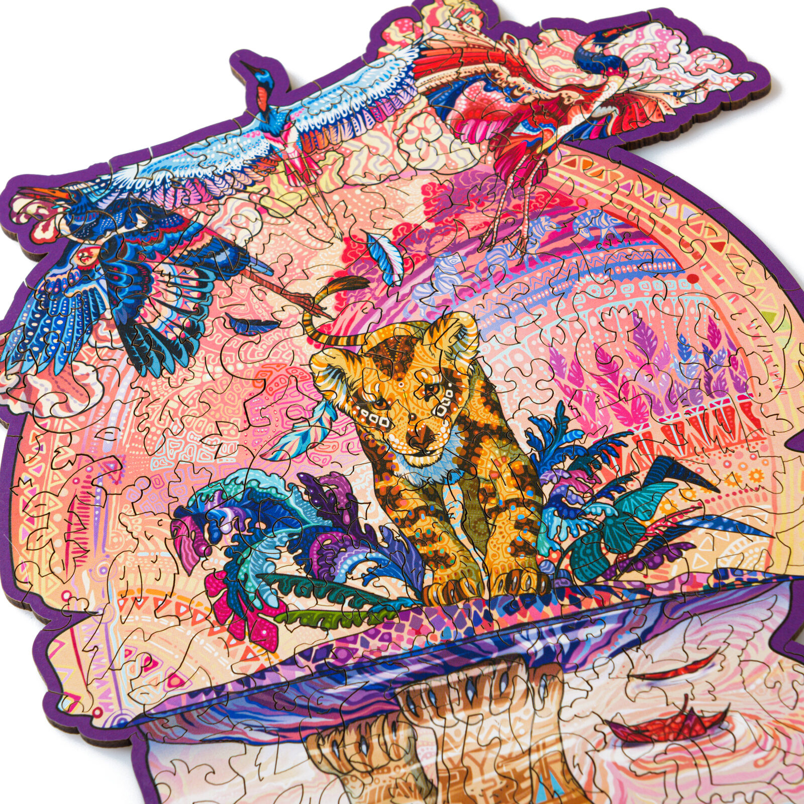 Деревянный пазл Лев 19х37 см, 176  деталей