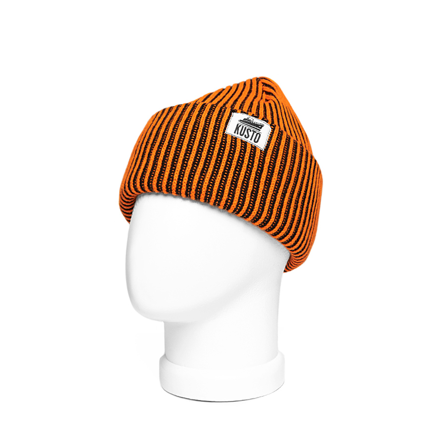 Шапка Kusto Stripes 3 (Черный + Оранжевый)