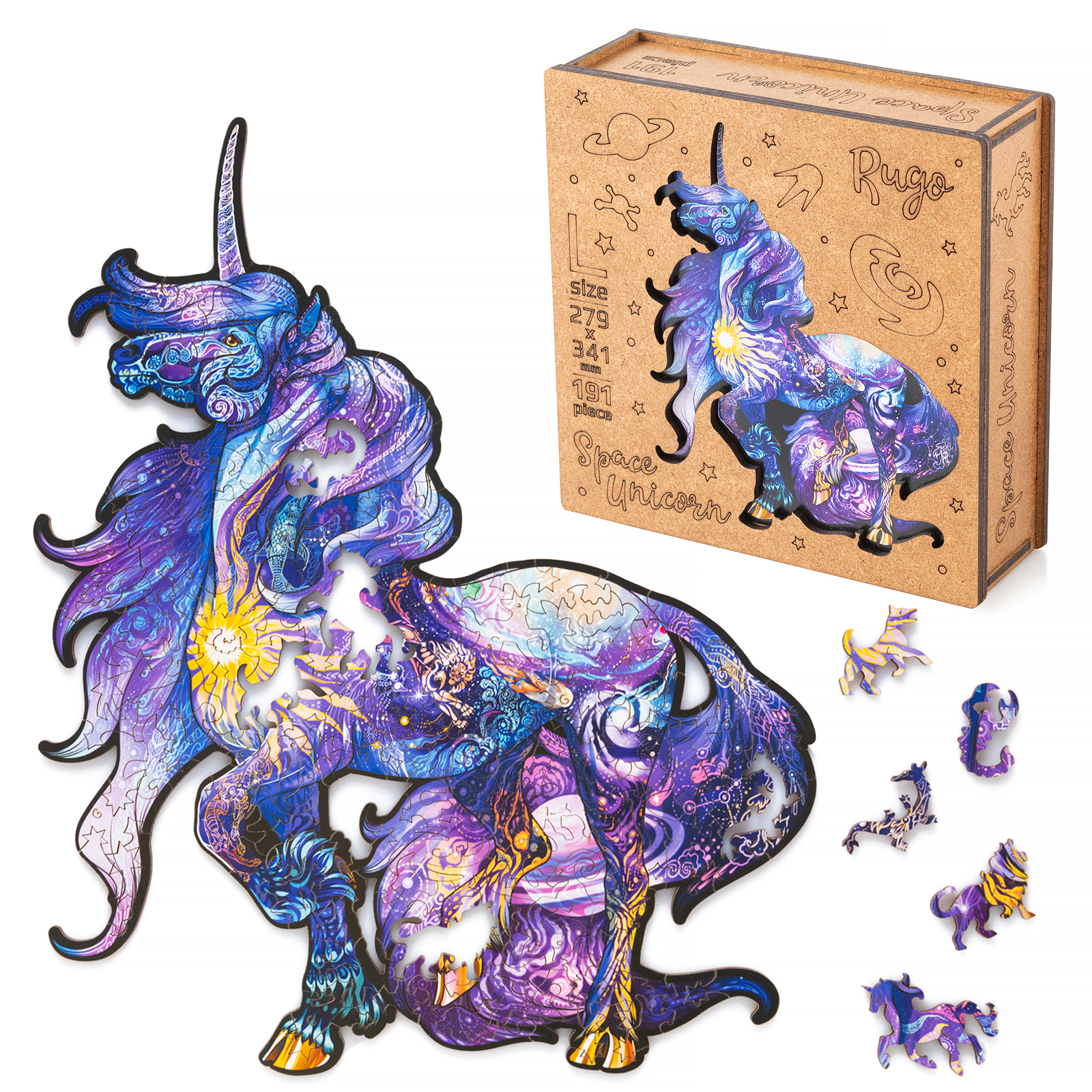 Деревянный пазл Космический Единорог L
