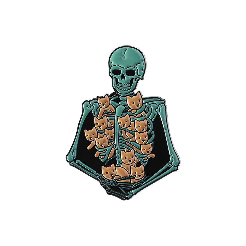 Пин металлический Pinchi Попались котятки. Скелет