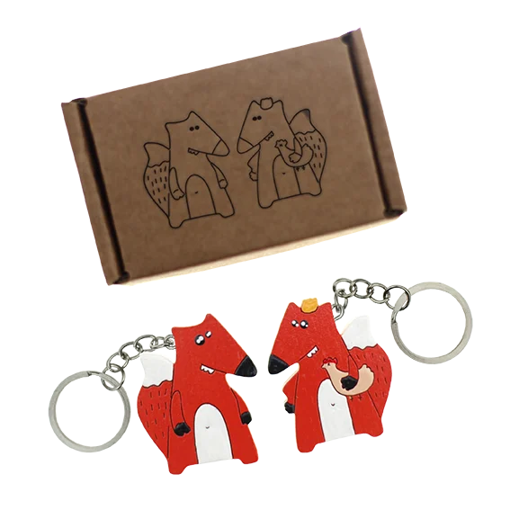Брелок парный Лисы с курочками