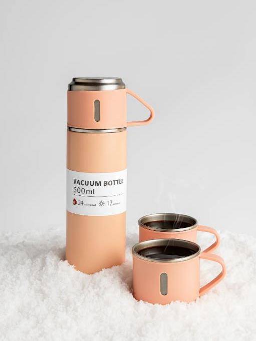 Набор из термоса и 2 чашек Classic (pink), 500 мл.
