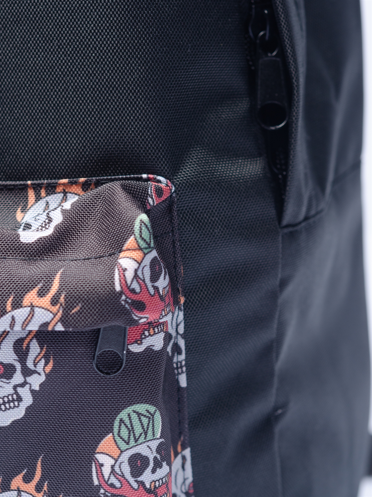 Рюкзак Oldy принт карман (черный, череп)