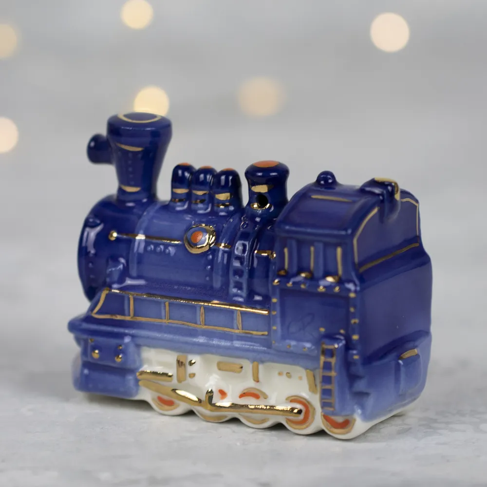 Елочная игрушка Паровоз (синий)