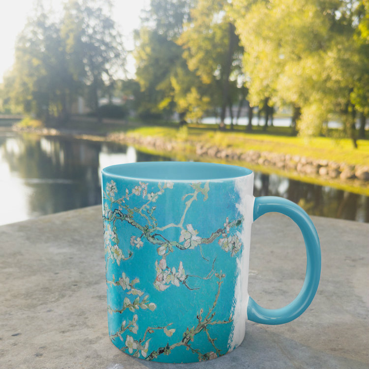 Кружка Цветущие ветки миндаля (голубая) 330 мл.(18112)