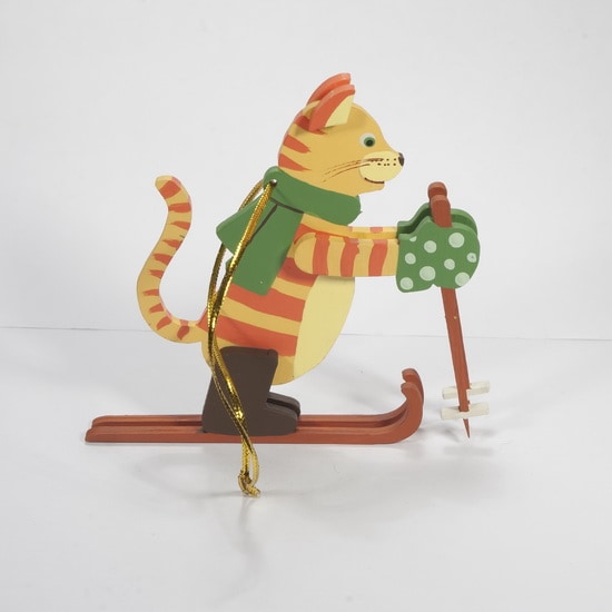 Елочная игрушка Кошка на лыжах 370-1