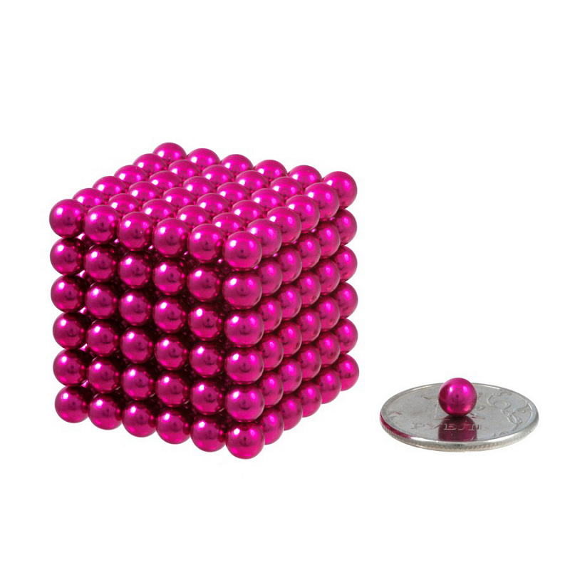 Куб из магнитных шариков 5 мм, розовый, 216 элементов