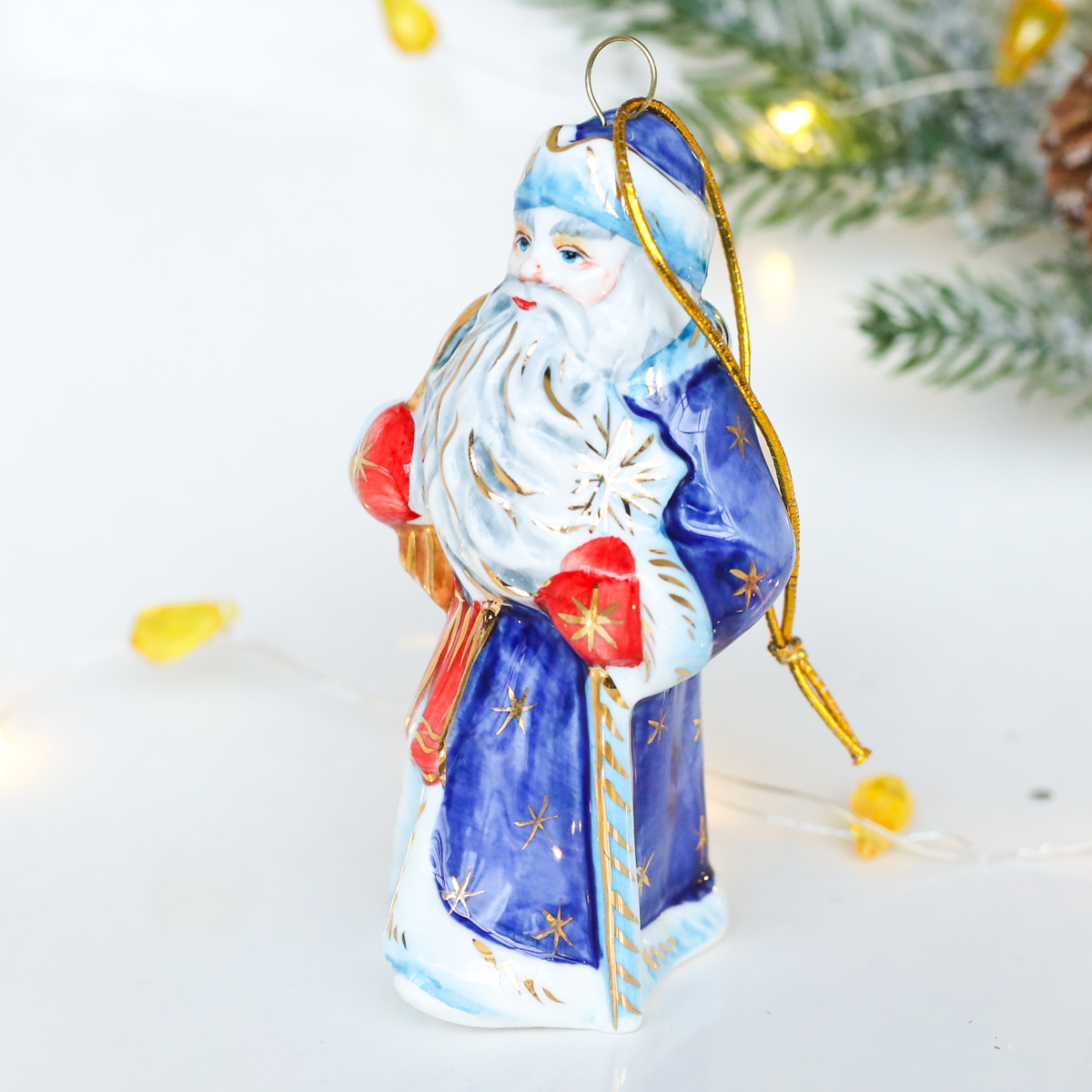 Елочная игрушка Дед мороз (синий)