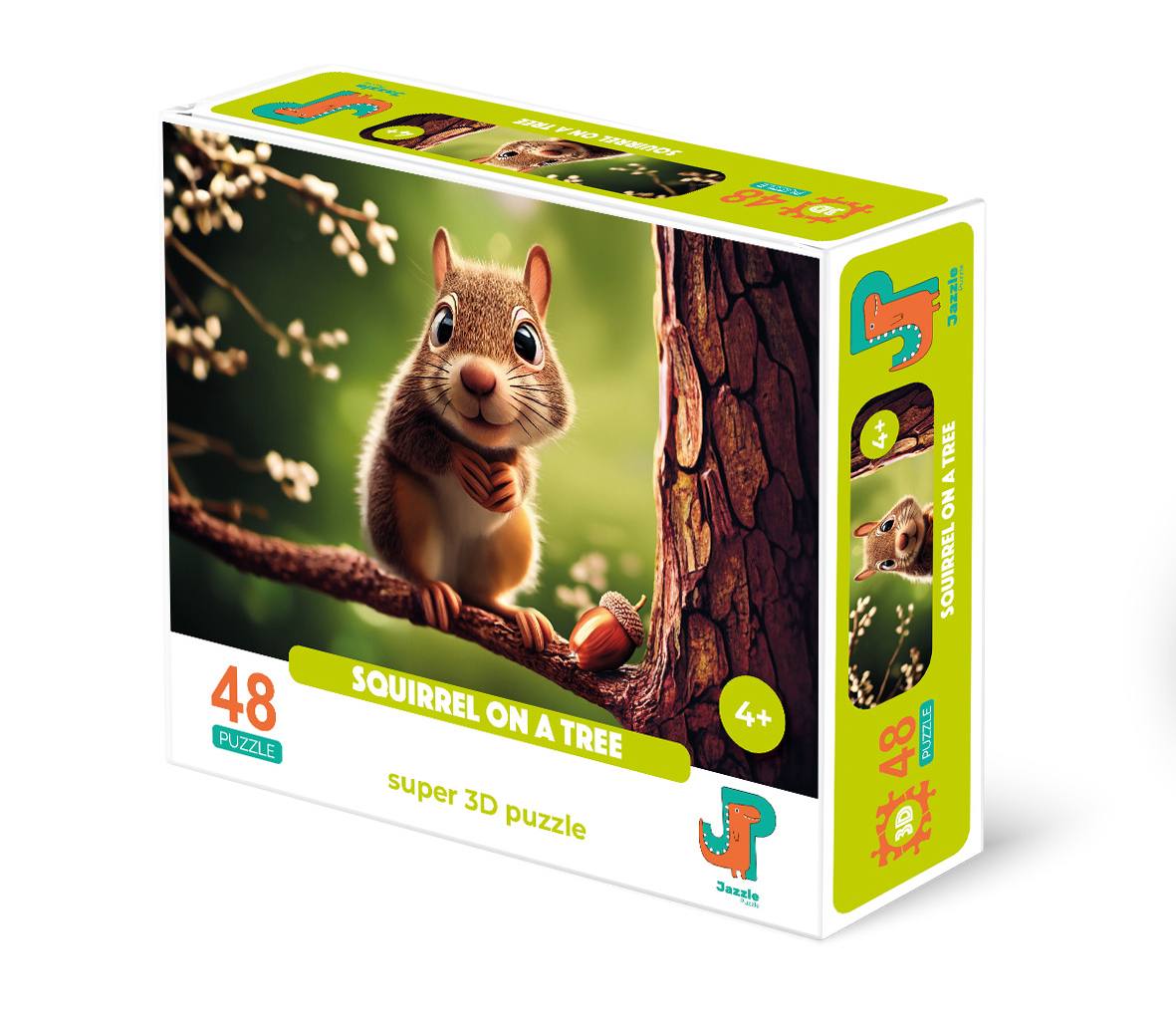 Пазл 3D Белка на дереве, 48 деталей (12019)