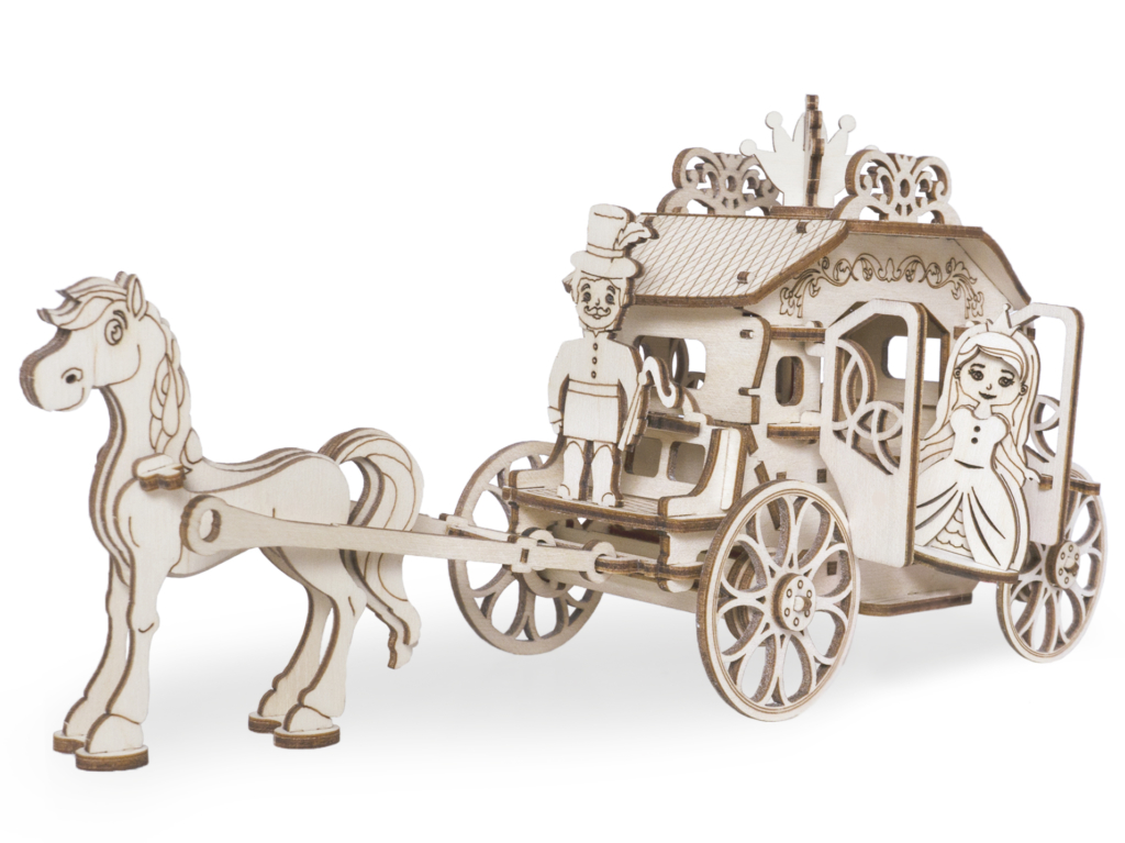 Конструктор 3D деревянный подвижный Lemmo Карета