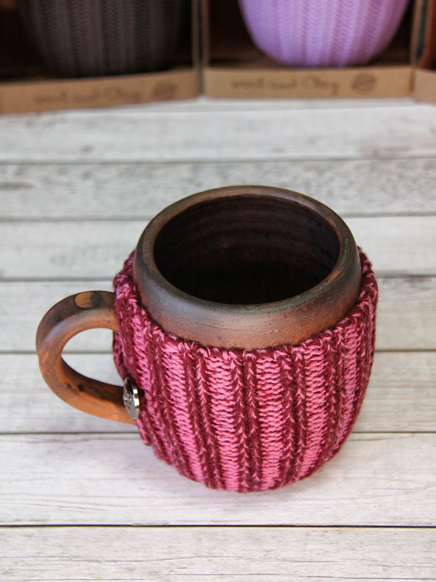 Вязаная кружка с ручкой Смузи