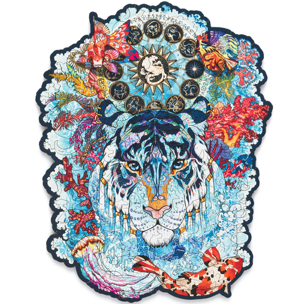 Деревянный пазл Водяной Тигр S 18х23 см, 109 деталей WTigerS