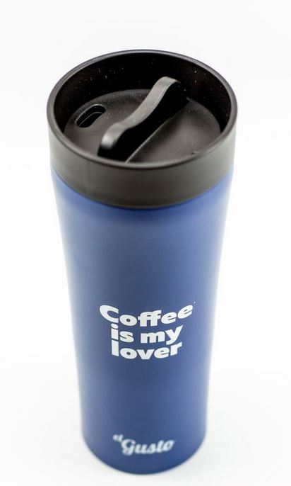 Термокружка Simple. Coffee is my lover, blue