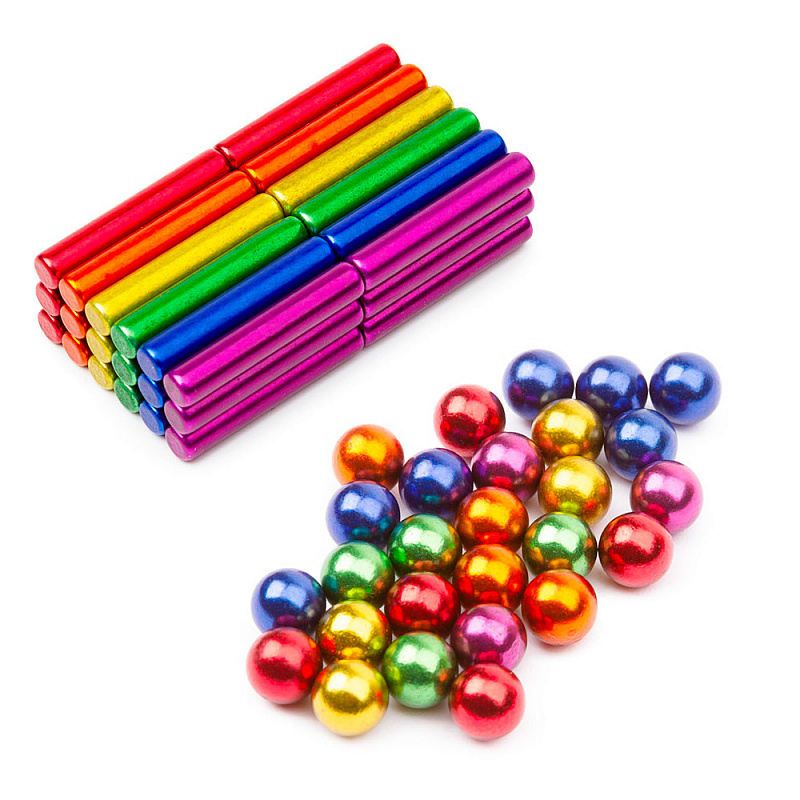 Магнитный конструктор мини Шарики и Цилиндры, цветной