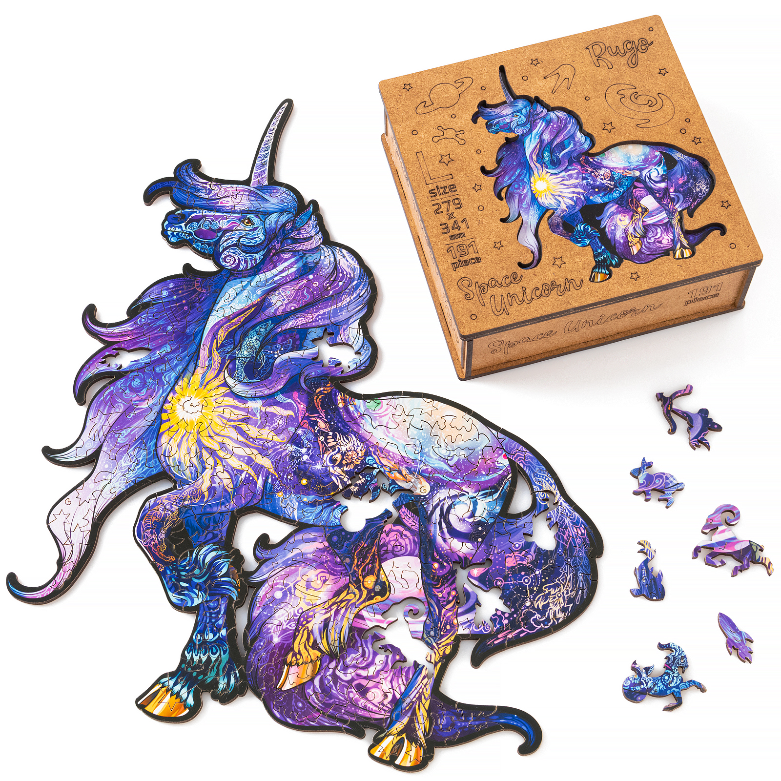 Деревянный пазл Космический Единорог L
